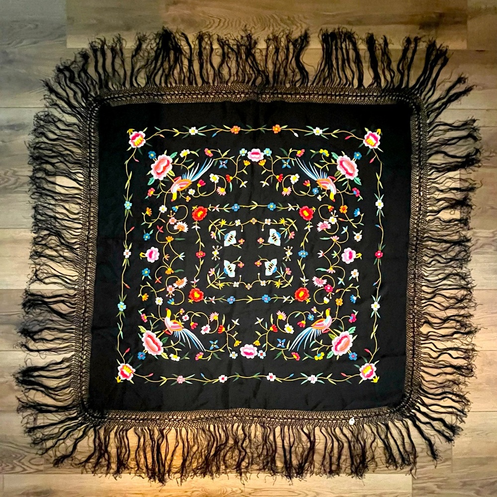 MANTÓN de MANILA Silk (Seda) 🇪🇸💃 HAND ✋ Made in Sevilla